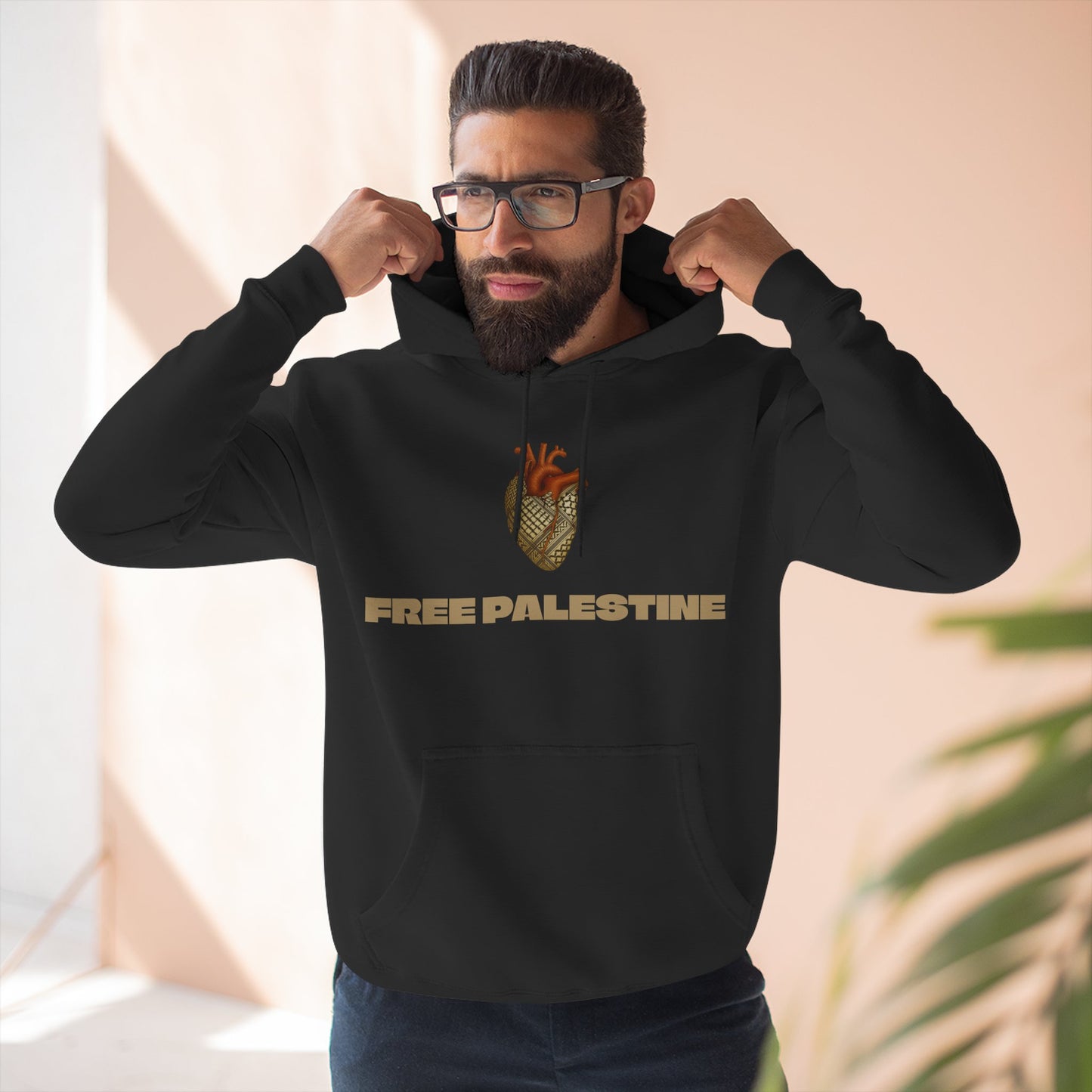 SUMUD Flotilla - Free Palestine Three-Panel Fleece Hoodie - Supportive Apparel, Activism Shirt, Casual Wear, Gift for Human Rights Advocates, Everyday Statement Top
