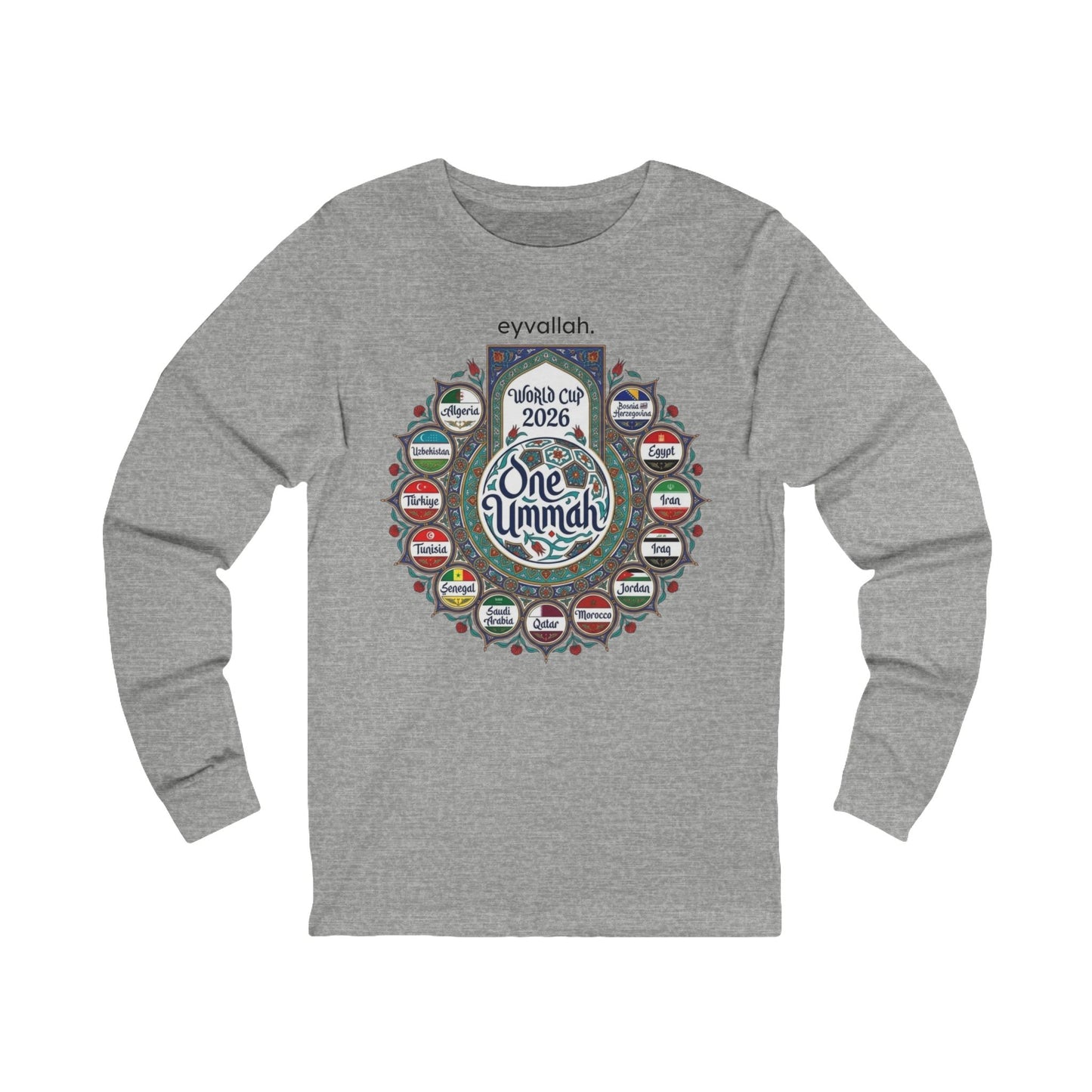 One Ummah 2026 Long Sleeve Tee — Unity World Flags Design