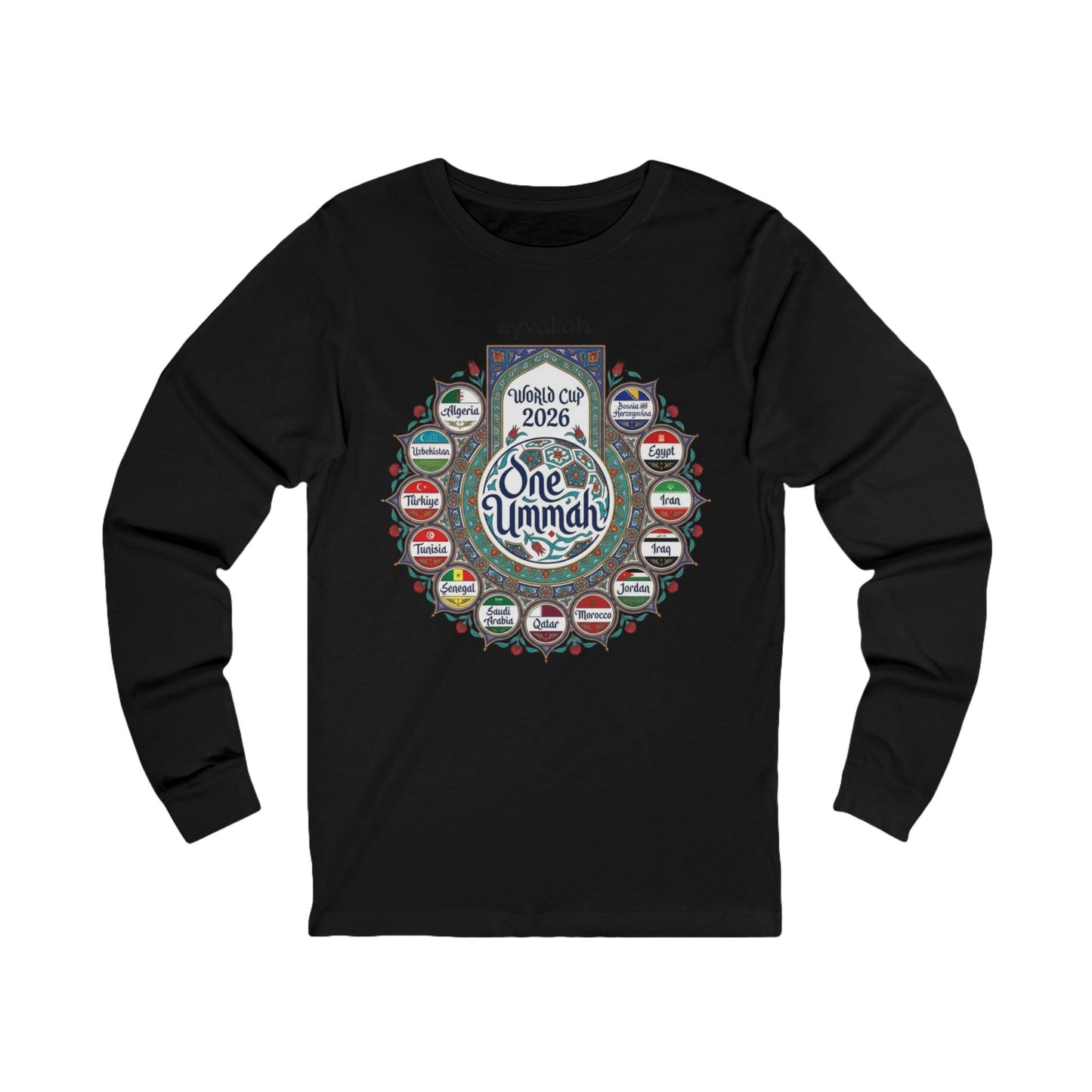 One Ummah 2026 Long Sleeve Tee — Unity World Flags Design