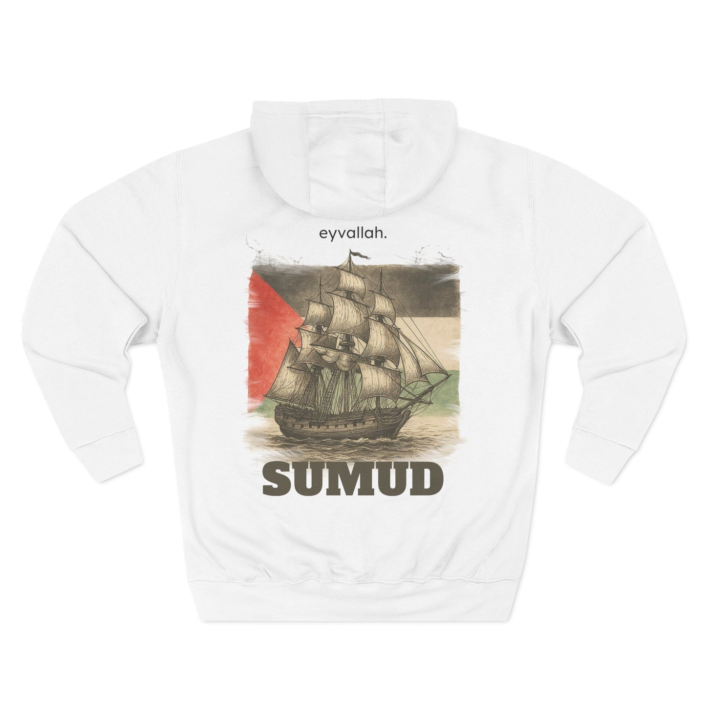 SUMUD Flotilla - Free Palestine Three-Panel Fleece Hoodie - Supportive Apparel, Activism Shirt, Casual Wear, Gift for Human Rights Advocates, Everyday Statement Top