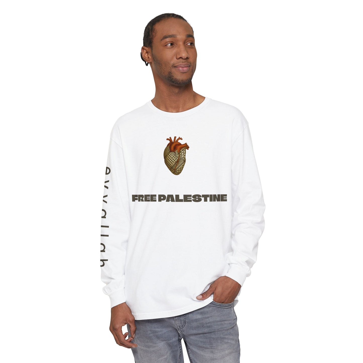 Free Palestine Long Sleeve T-Shirt | Unisex Tee for Activists, Statement Fashion, Conscious Living, Cultural Pride, Everyday Wear