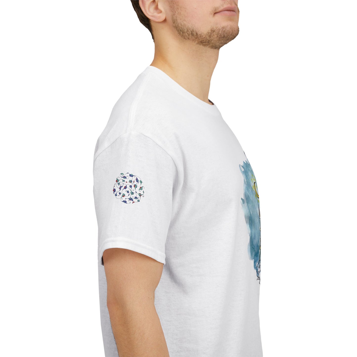 Dreamy Blue Mosque Adult T-Shirt – Watercolor Skyline