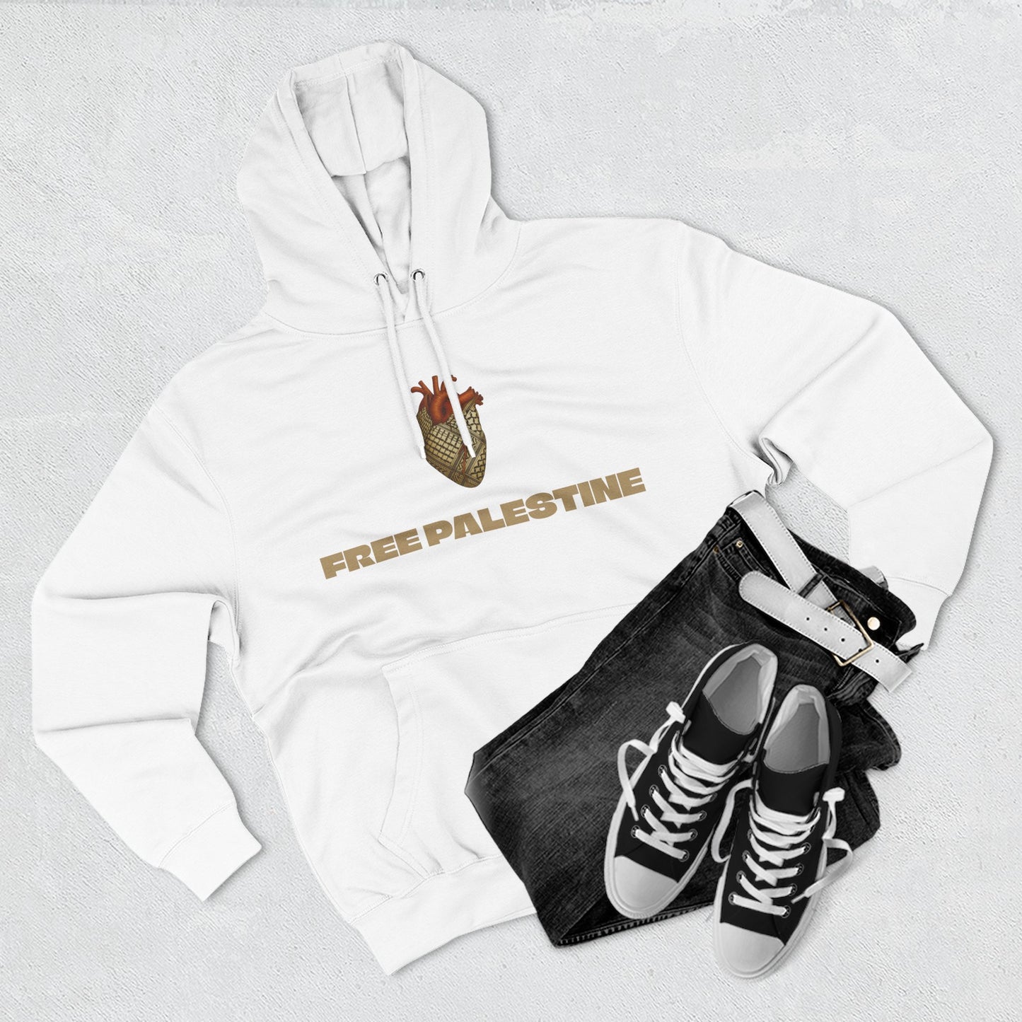SUMUD Flotilla - Free Palestine Three-Panel Fleece Hoodie - Supportive Apparel, Activism Shirt, Casual Wear, Gift for Human Rights Advocates, Everyday Statement Top
