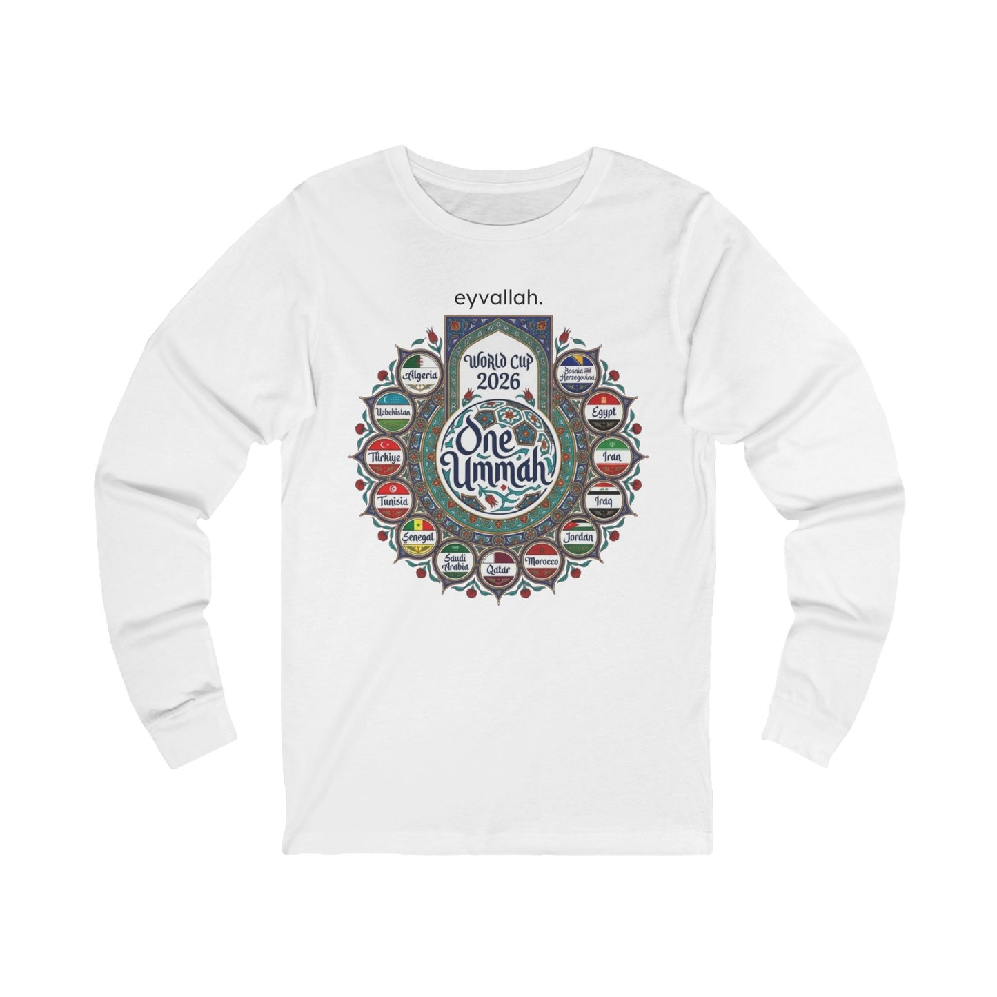 One Ummah 2026 Long Sleeve Tee — Unity World Flags Design