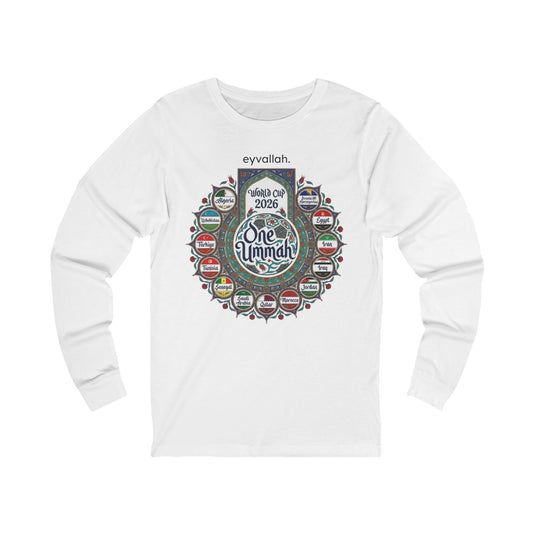 One Ummah 2026 Long Sleeve Tee — Unity World Flags Design