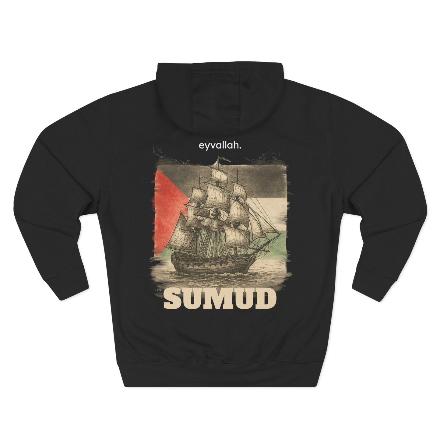 SUMUD Flotilla - Free Palestine Three-Panel Fleece Hoodie - Supportive Apparel, Activism Shirt, Casual Wear, Gift for Human Rights Advocates, Everyday Statement Top