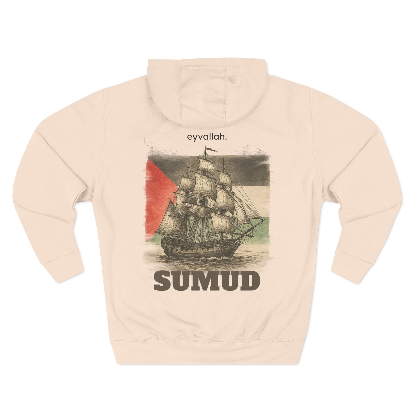 SUMUD Flotilla - Free Palestine Three-Panel Fleece Hoodie - Supportive Apparel, Activism Shirt, Casual Wear, Gift for Human Rights Advocates, Everyday Statement Top