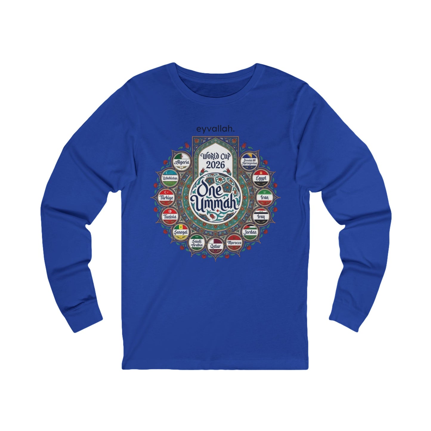 One Ummah 2026 Long Sleeve Tee — Unity World Flags Design