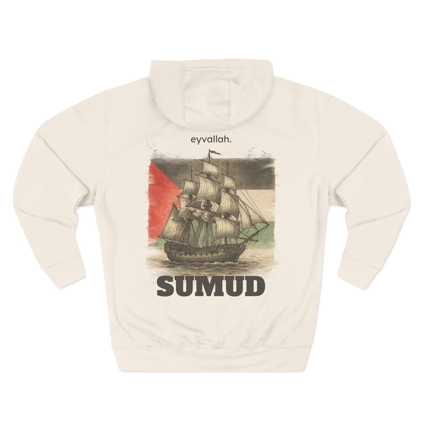 SUMUD Flotilla - Free Palestine Three-Panel Fleece Hoodie - Supportive Apparel, Activism Shirt, Casual Wear, Gift for Human Rights Advocates, Everyday Statement Top