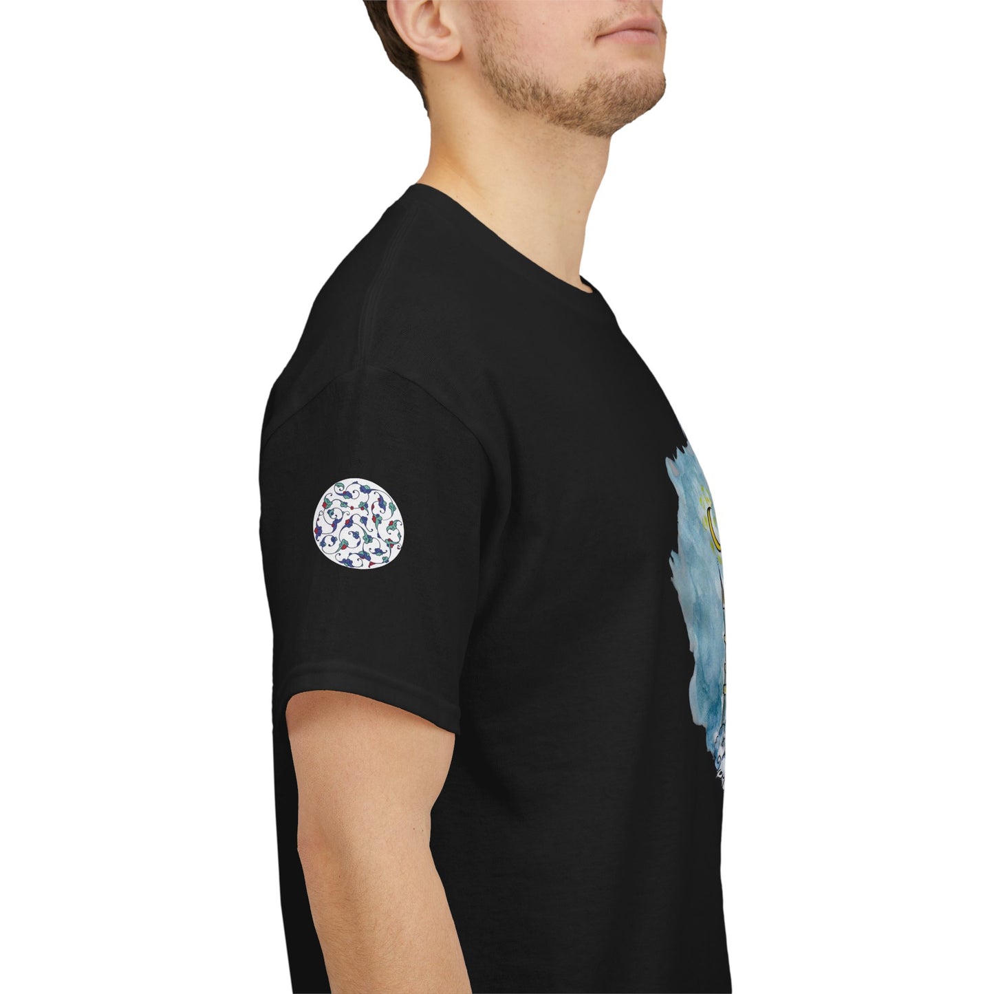 Dreamy Blue Mosque Adult T-Shirt – Watercolor Skyline
