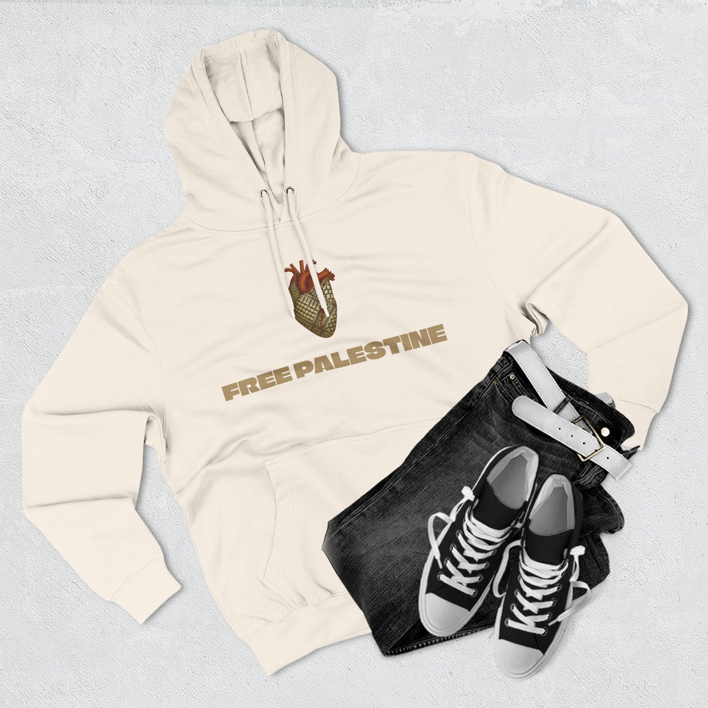 SUMUD Flotilla - Free Palestine Three-Panel Fleece Hoodie - Supportive Apparel, Activism Shirt, Casual Wear, Gift for Human Rights Advocates, Everyday Statement Top