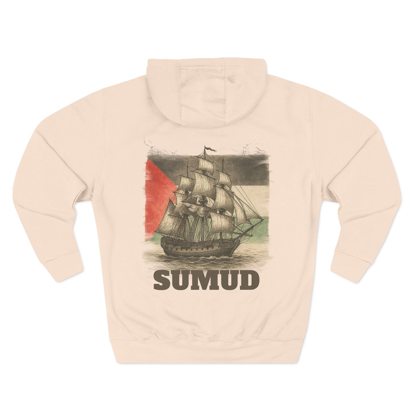 SUMUD Flotilla - Free Palestine Three-Panel Fleece Hoodie - Supportive Apparel, Activism Shirt, Casual Wear, Gift for Human Rights Advocates, Everyday Statement Top