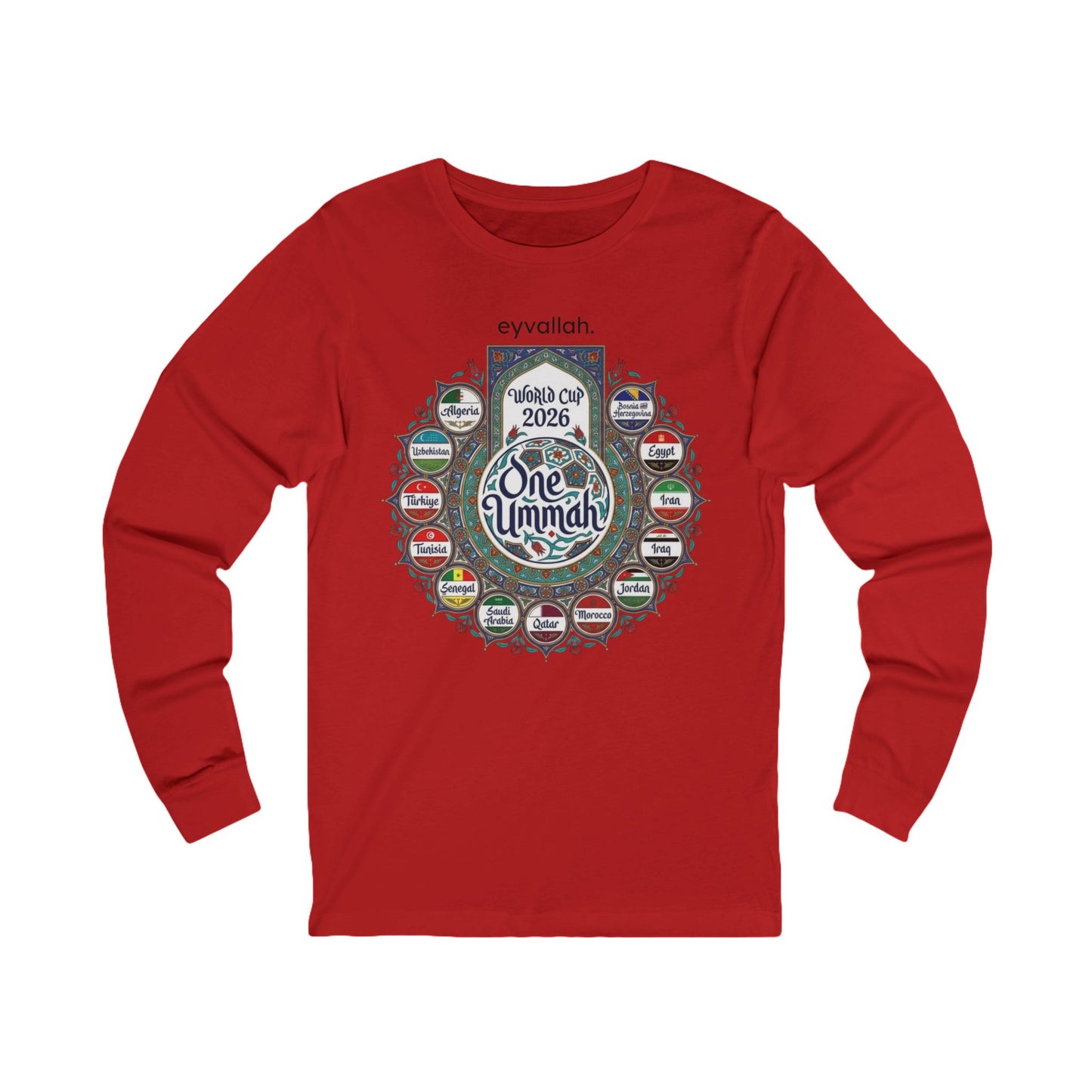 One Ummah 2026 Long Sleeve Tee — Unity World Flags Design