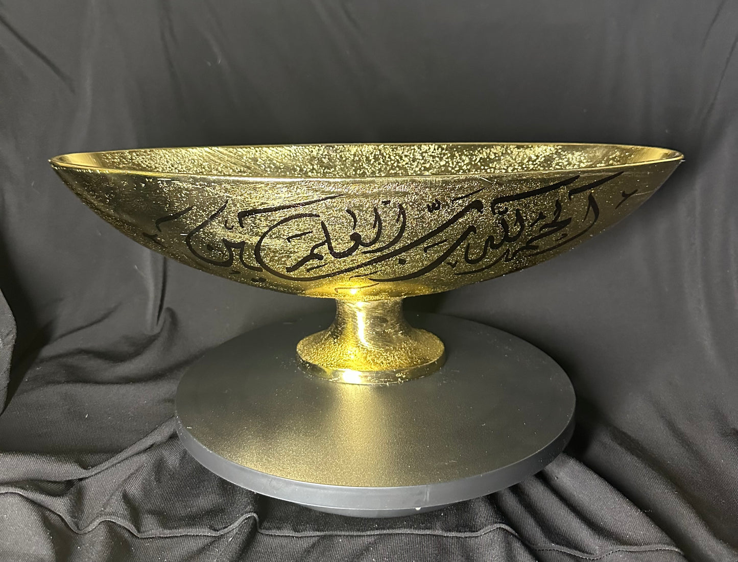 Calligraphy Long Oval Decorative Pedestal Bowl