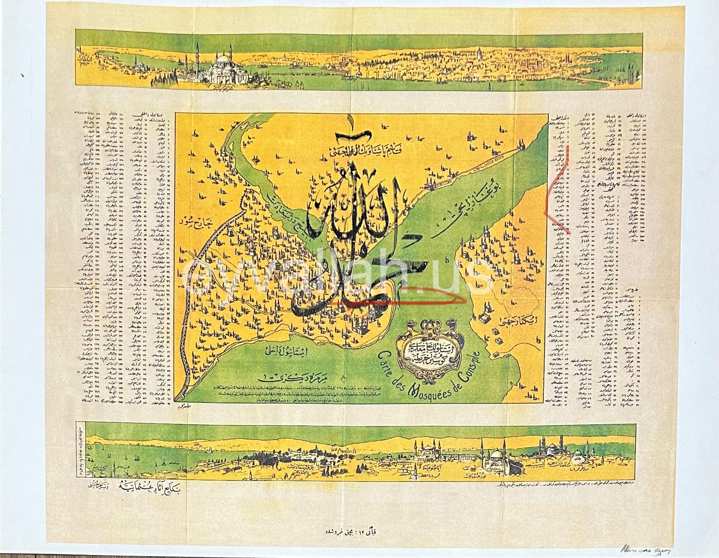 Vintage Map of Istanbul Mosques