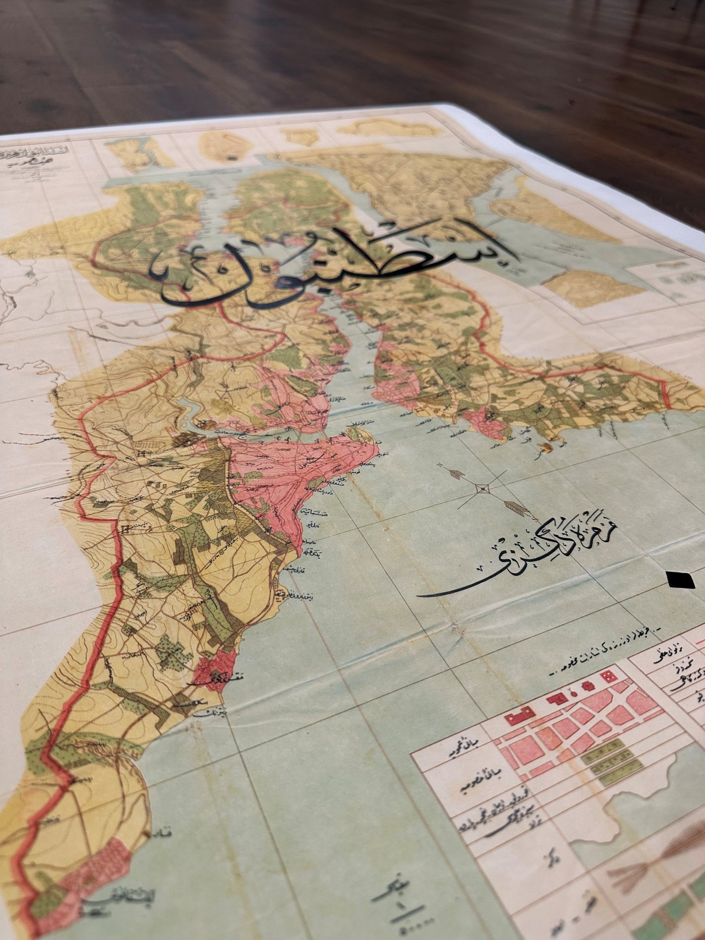 Vintage Map of Istanbul with Calligraphy